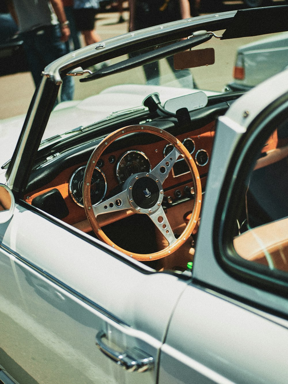 white and brown car interior