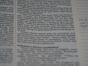 A close-up view of a page from a book or document, featuring printed English text with a portion of handwritten notes in the margins. The text appears to be formatted in paragraphs with some bolded headings.
