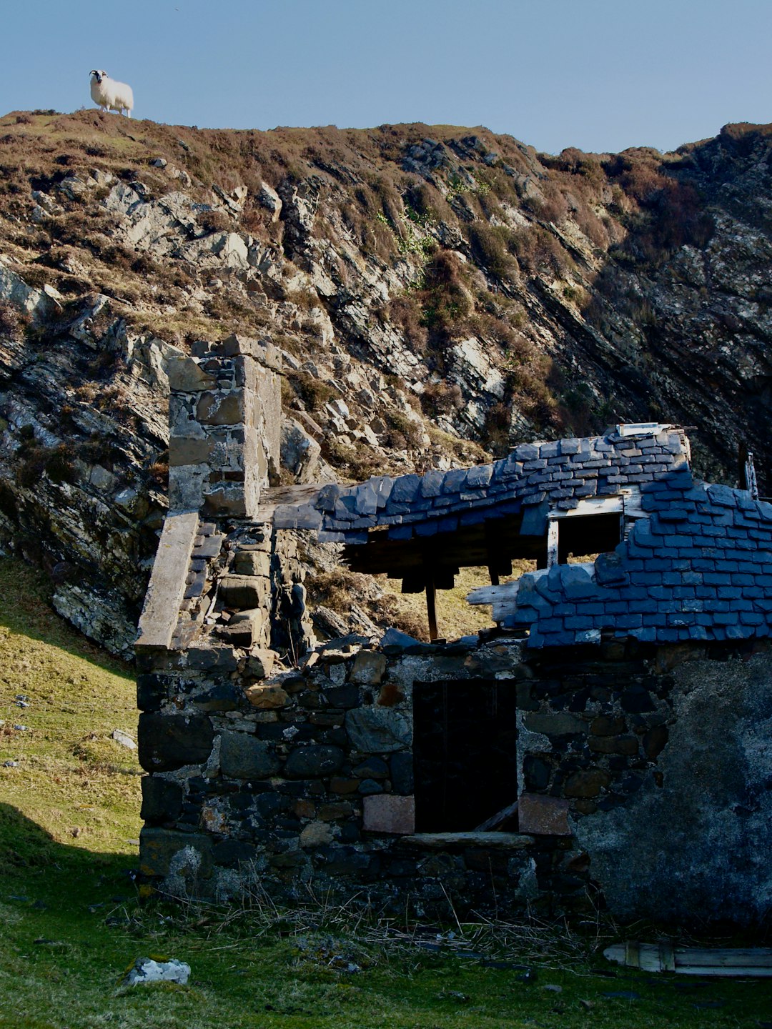 brown concrete building on green grass field near brown rocky mountain during daytime