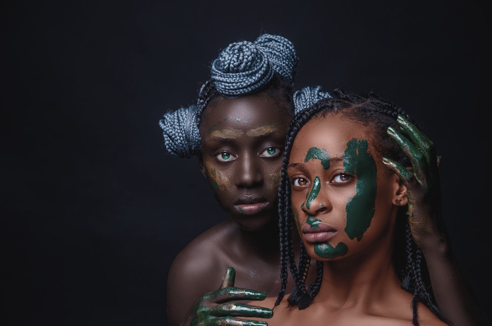 woman with green face paint