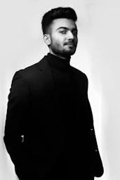 man in black suit jacket