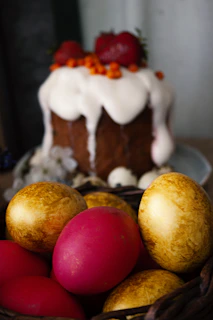 Colorful children's breakfast basket with sweets, toys, and bright decorations perfect for a birthday.