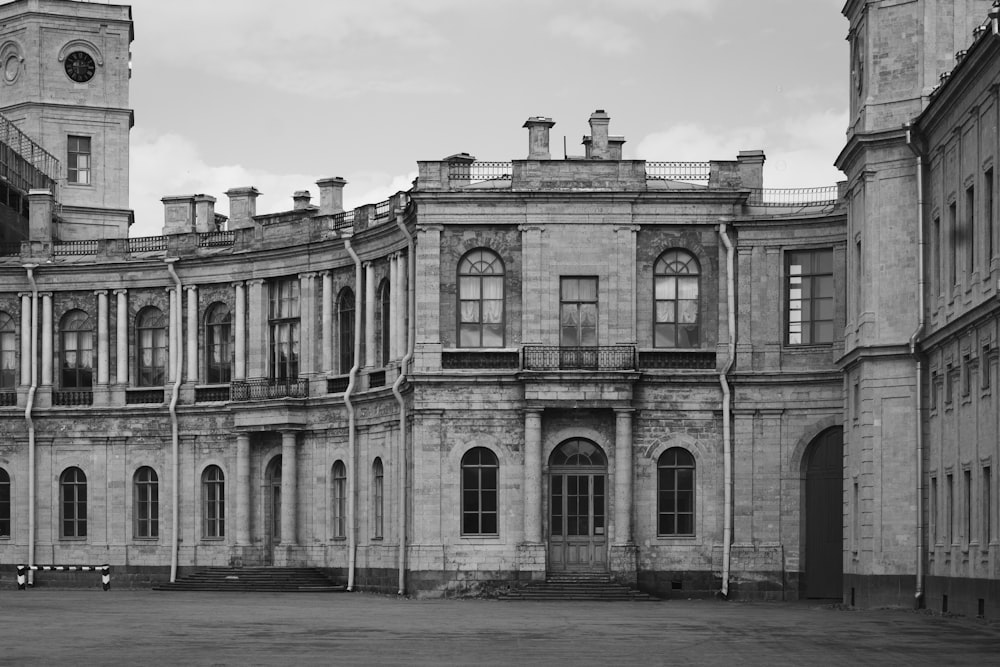 grayscale photo of concrete building