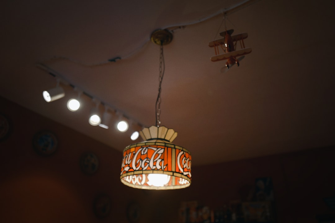 brown and white pendant lamp