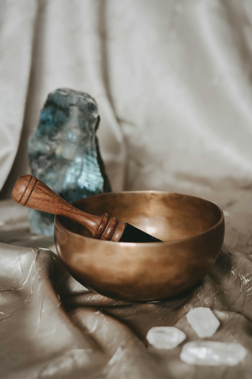 brown wooden spoon on brown round bowl