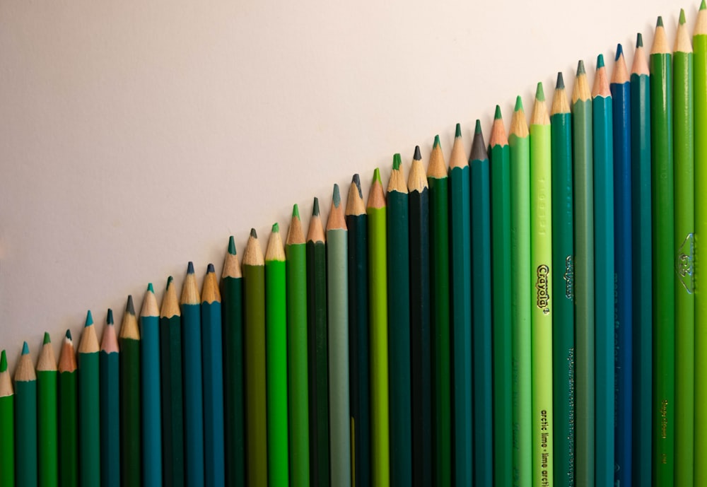 coloring pencils on white table