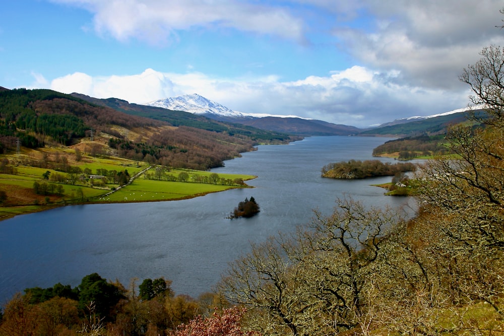 a large body of water surrounded by mountains