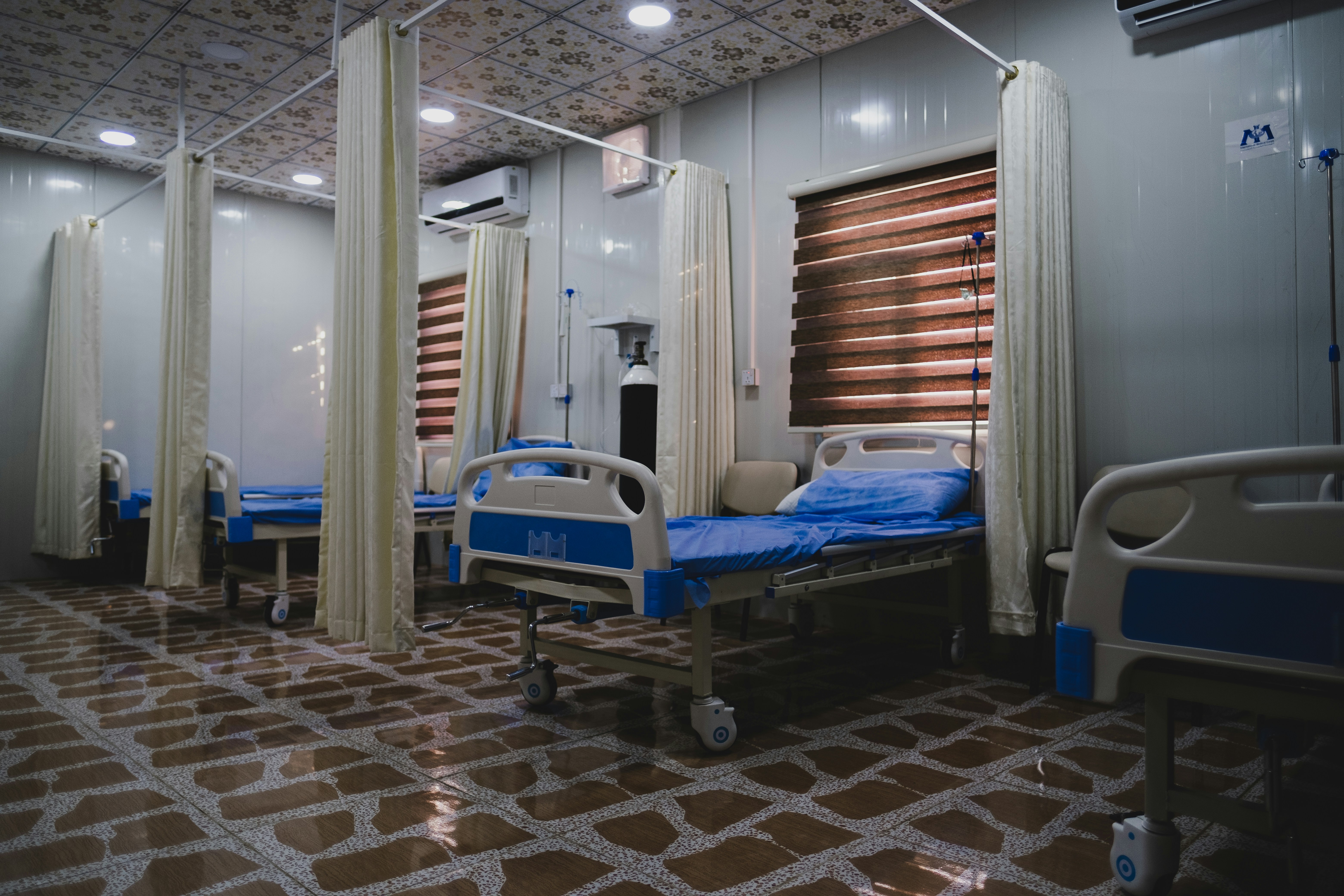 Beds at a hospital in Sinjar.