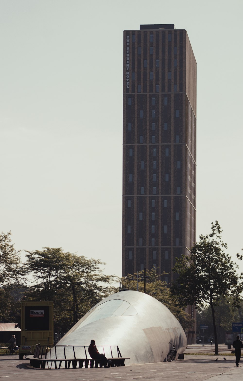 black and white glass building