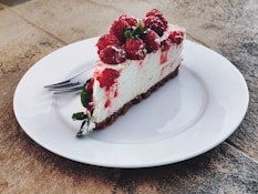 strawberry cake on white ceramic plate
