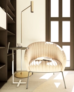 Elegant armchair with fresh upholstery in a stylish room corner.