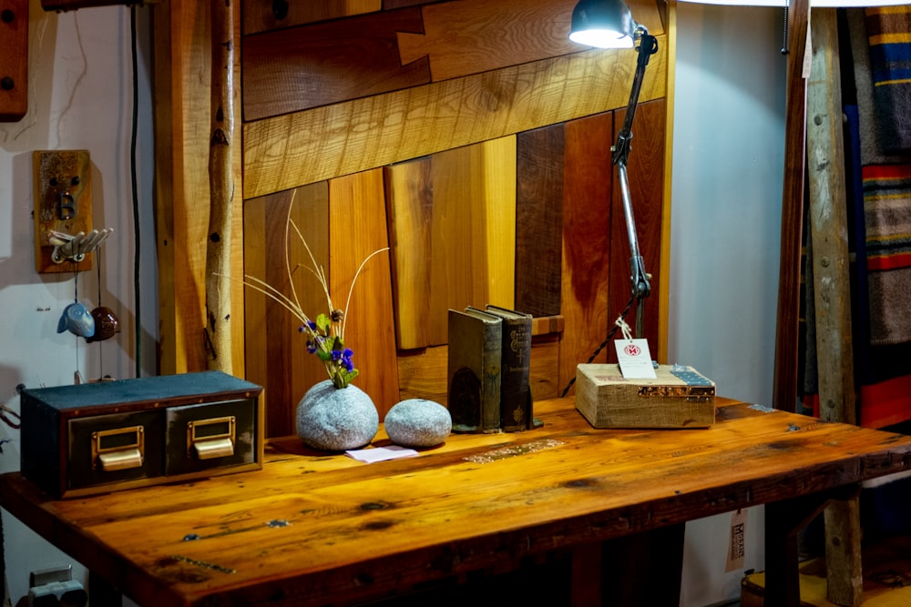 brown wooden box on brown wooden table