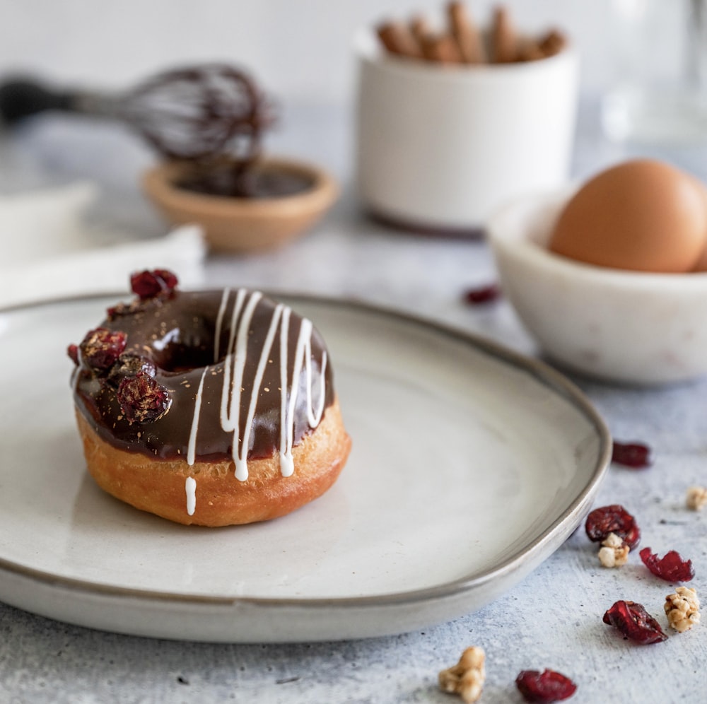 brown pastry on white ceramic plate