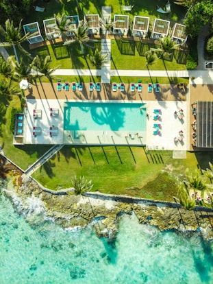 aerial view of swimming pool