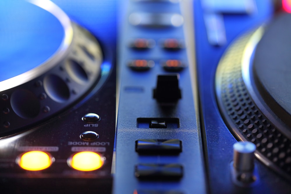 black dj controller in close up photography
