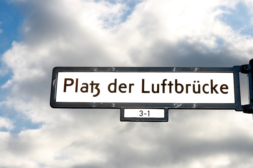 a street sign with a cloudy sky in the background