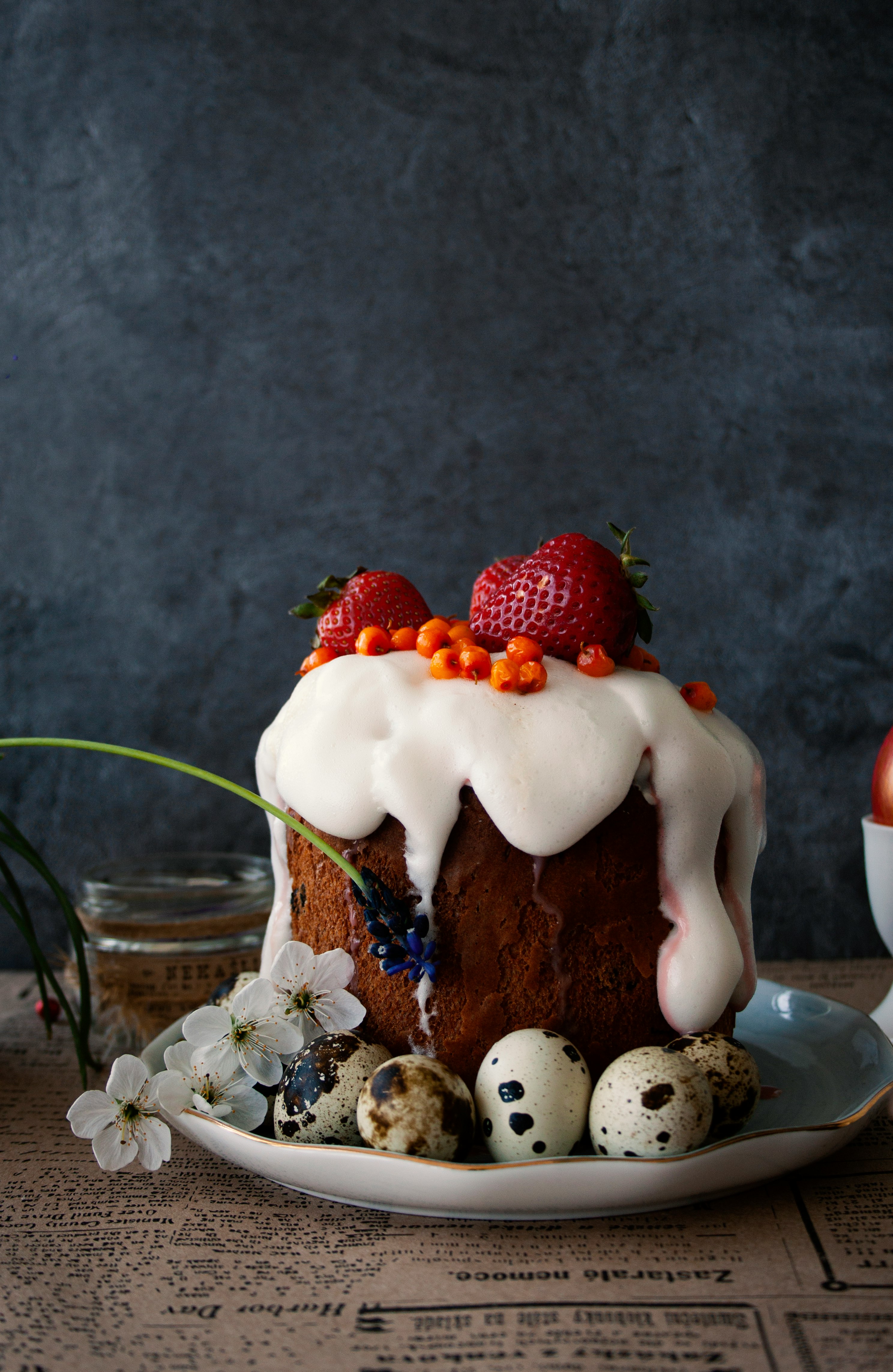 chocolate cake with strawberry on top