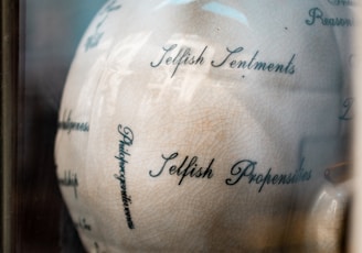 blue and white desk globe