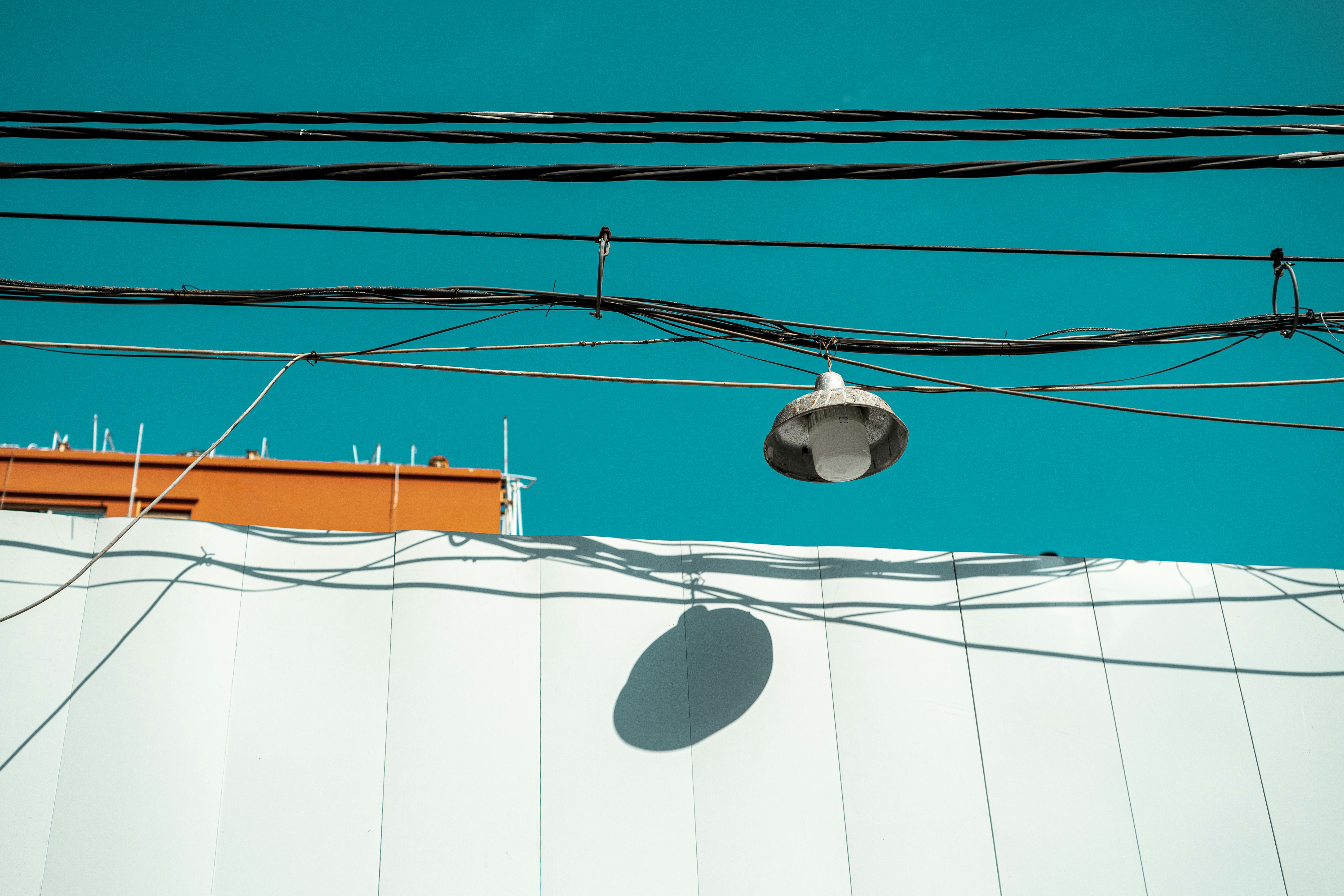 white and black outdoor lamp