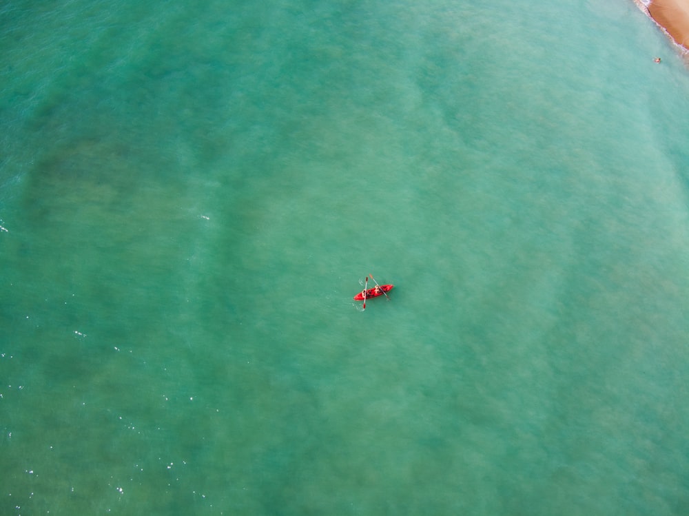 person in red shirt riding on boat on sea during daytime