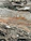 Intricate marble texture with swirling patterns of gray, black, and earthy brown tones. The surface features various layers and formations, highlighting the natural veining typical of stone.