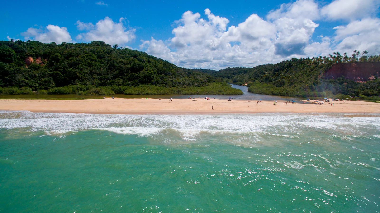 Green-blue water and coastline near Trancoso on a clear day