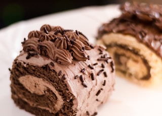 chocolate cupcake on white ceramic plate