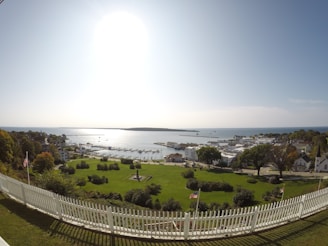 A panoramic view of a seaside resort hosting a sub sea systems demonstration.