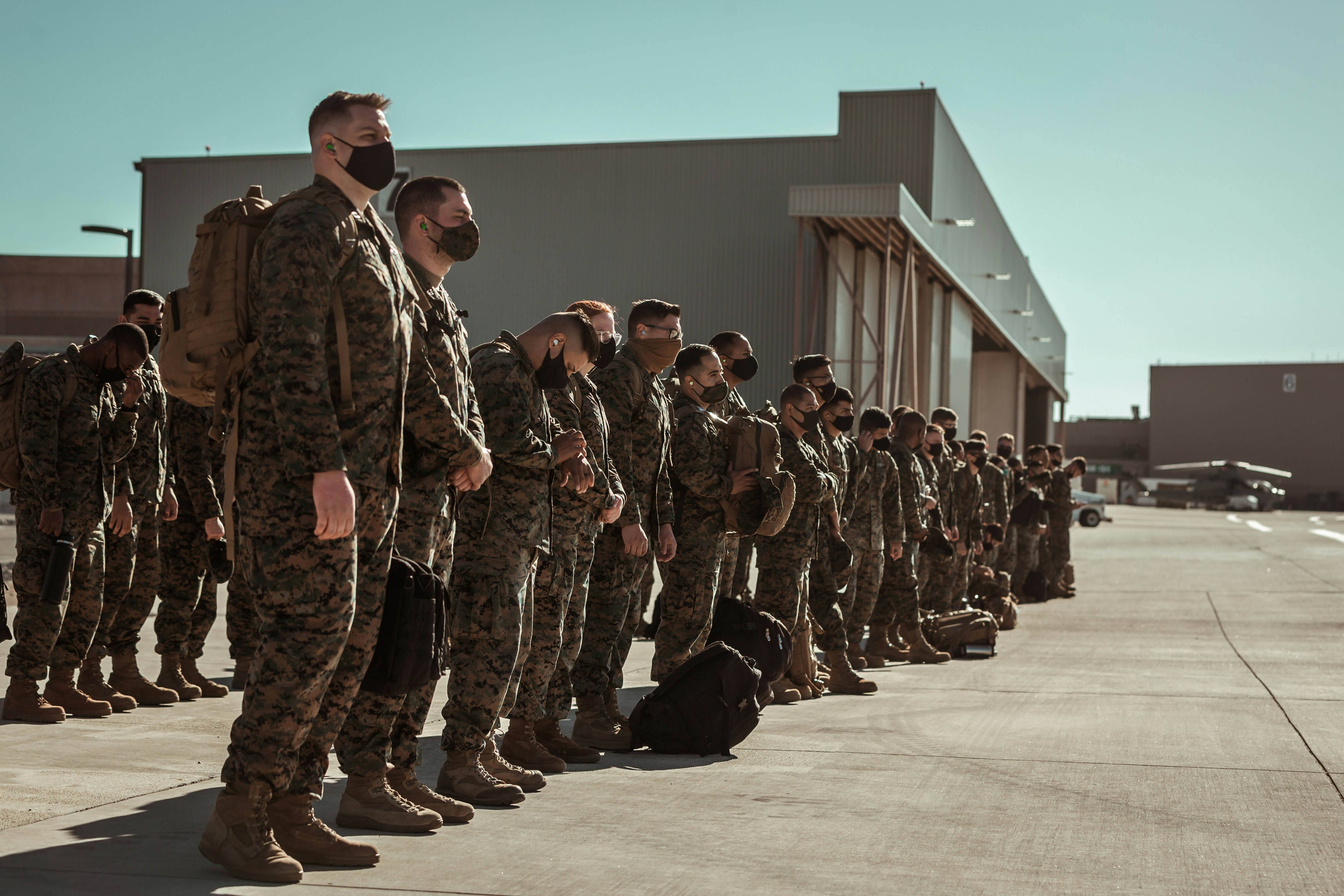 U.S. Marines and Sailors with Task Force Arlington deploy to Arlington, Texas to establish a vaccination center Feb. 19, 2021. The U.S. Marines and Sailors with Task Force Arlington were transported by Marine Aerial Refueler Transport Squadron 352. U.S. Northern Command, through US Army North, remains committed to providing continued, flexible Department of Defense support to the Federal Emergency Management Agency as part of the whole-of-government response to COVID-19.