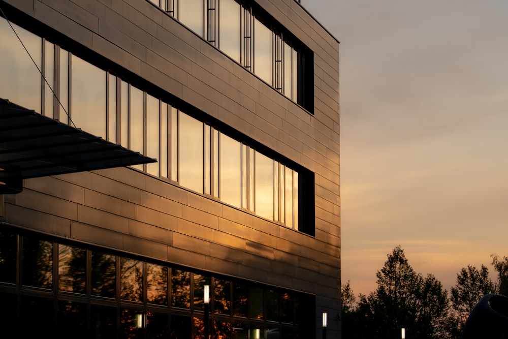 brown concrete building during night time