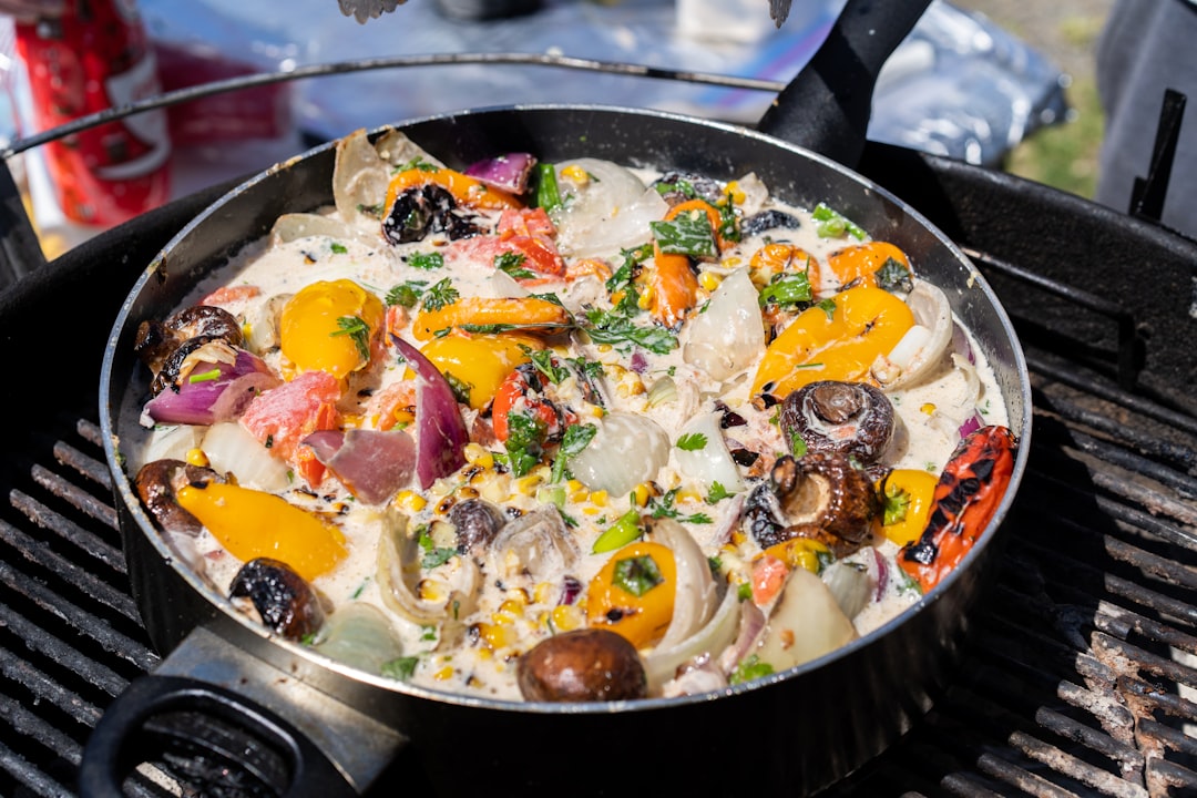 cooked food on black pan