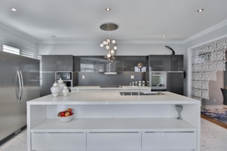 white and brown kitchen counter