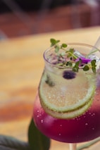 green and red fruit drink