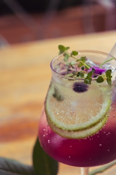 green and red fruit drink