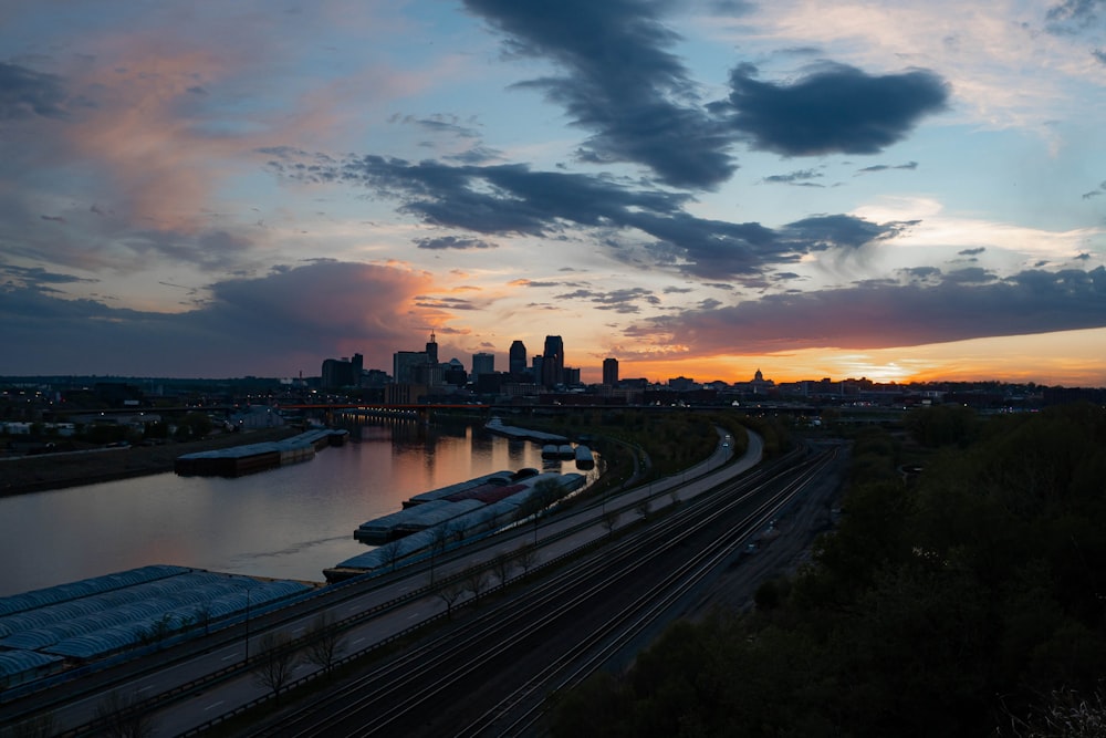 city skyline under cloudy sky during sunset