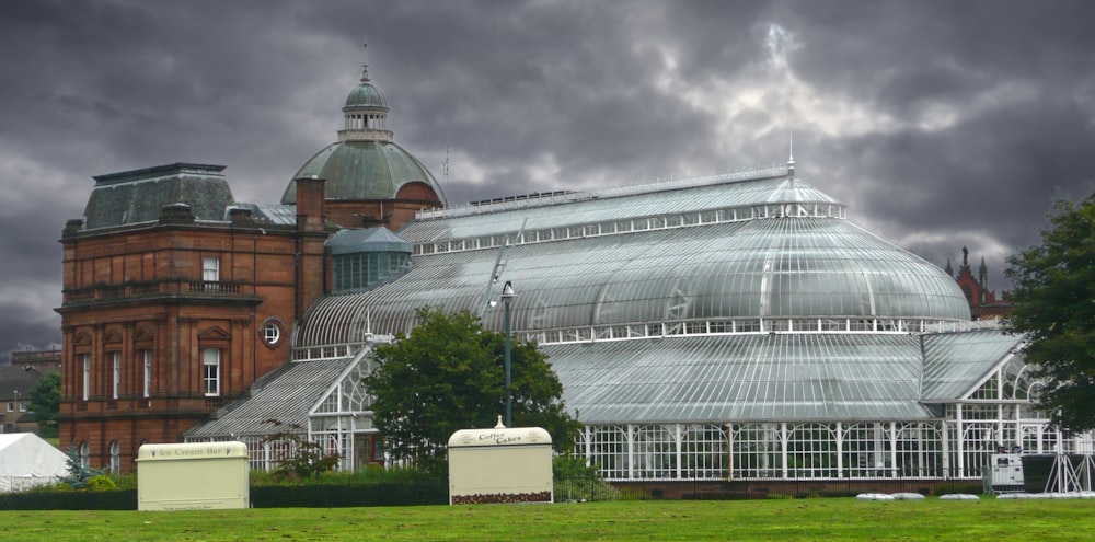 white and green dome building