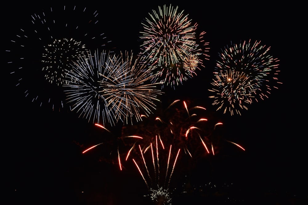 red and white fireworks display during nighttime