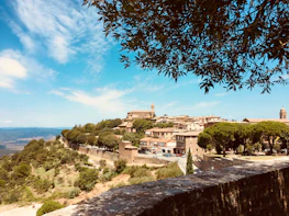 Scenic view of Magnac-Laval’s town hall with clear blue sky.