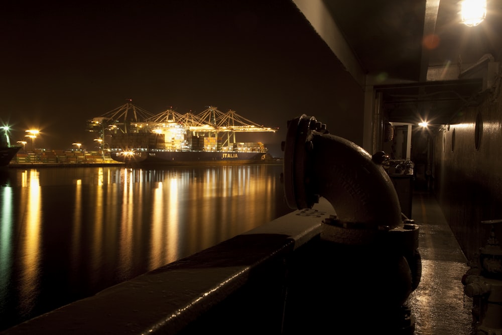 bridge over water during night time