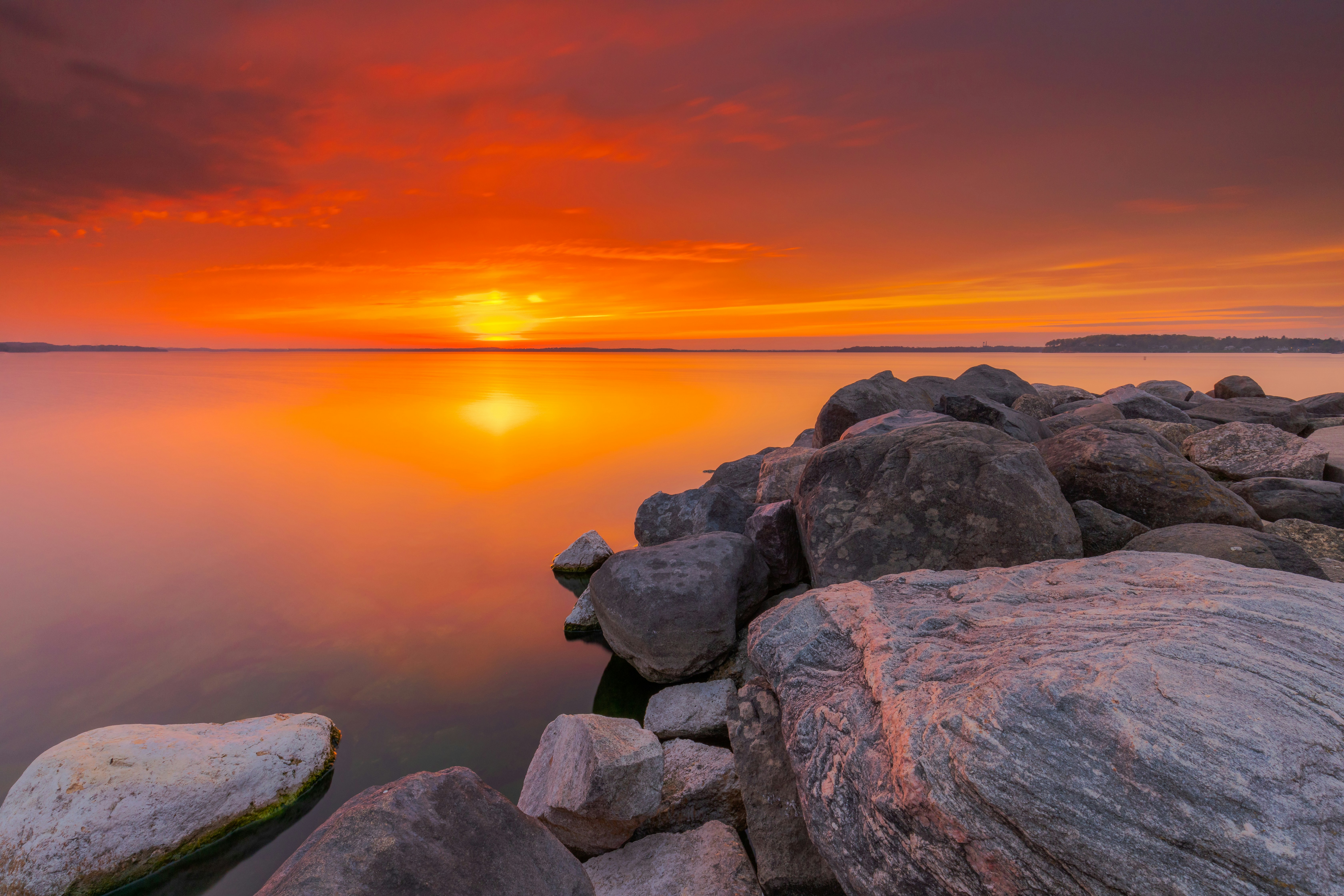 gray and brown rocks beside body of water during sunset, Among the Rocks