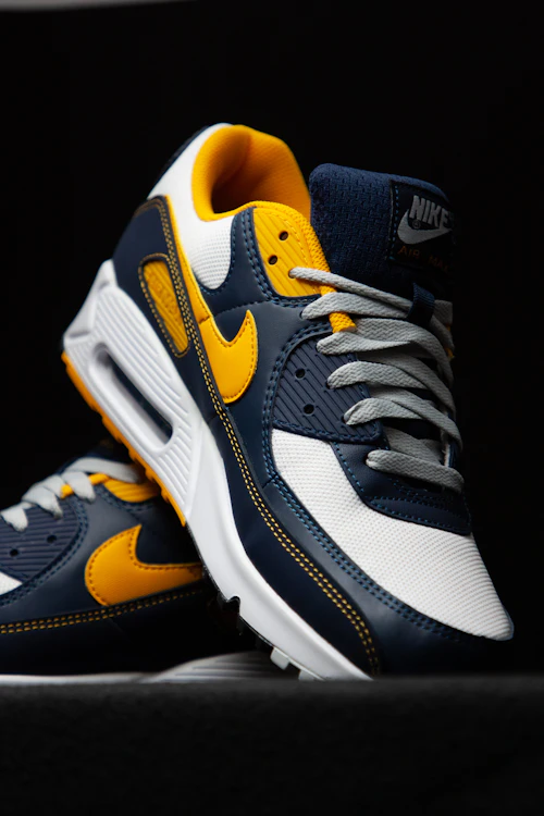 Navy and amber air trainer sneaker