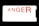 The image displays the word 'ANGER' in bold, uppercase red letters against a bright white background. The word is centered within the black frame of what appears to be a smartphone or digital device.
