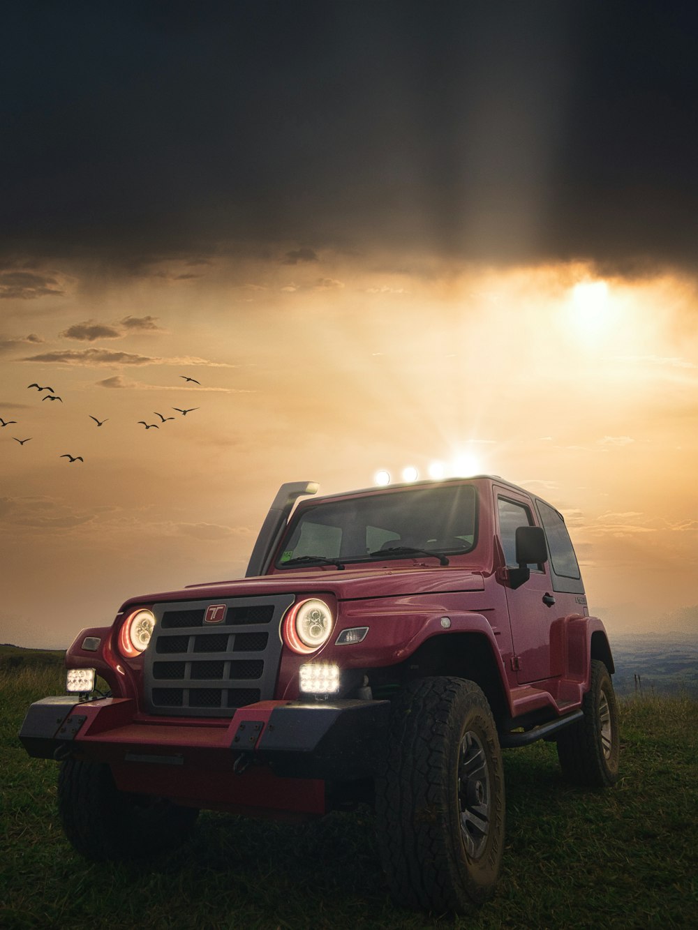 red suv on brown sand during daytime