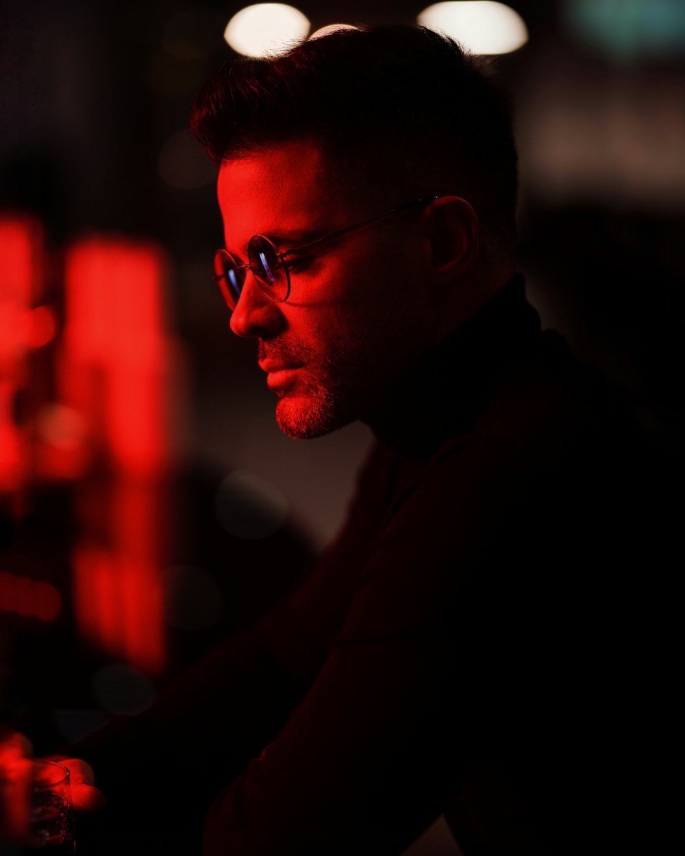 man in black framed eyeglasses