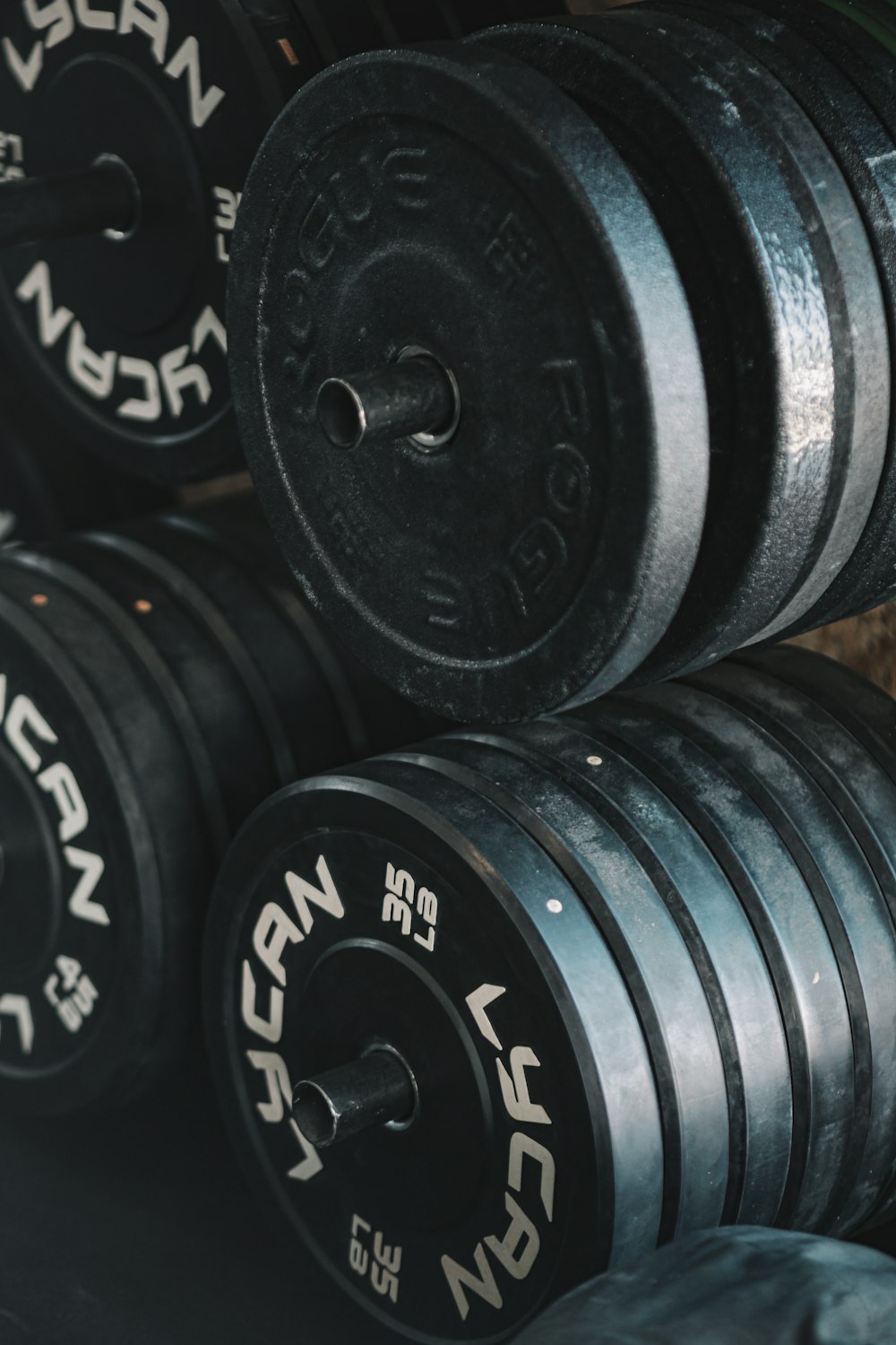 black and gray dumbbell set