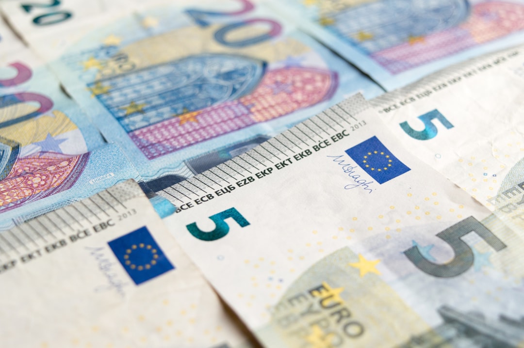 20 euro bill on white textile,