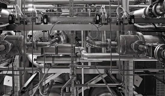 stainless steel and red industrial machine