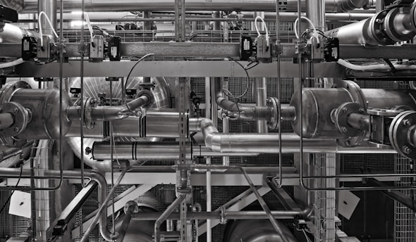 stainless steel and red industrial machine