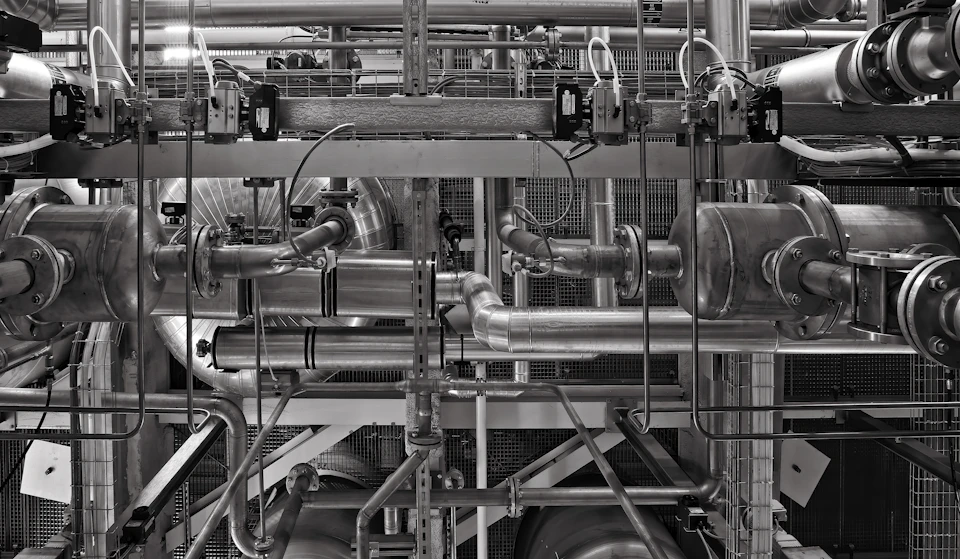 Pipework and mechanical equipment — illustrative stock photograph