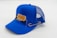 blue and white fitted cap